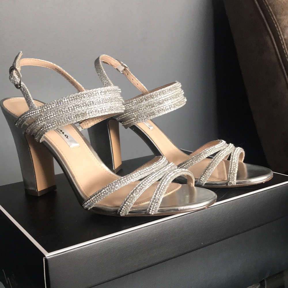 Nina Rhinestone Silver Heels SHANDRA-YF Shoes 8